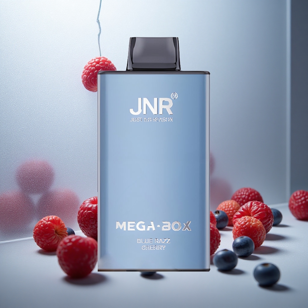 JNR Mega Box 25000 Puffov Enkratna Vape Modra Malina Češnja z 30ml E-tekočine in 850mAh Baterijo