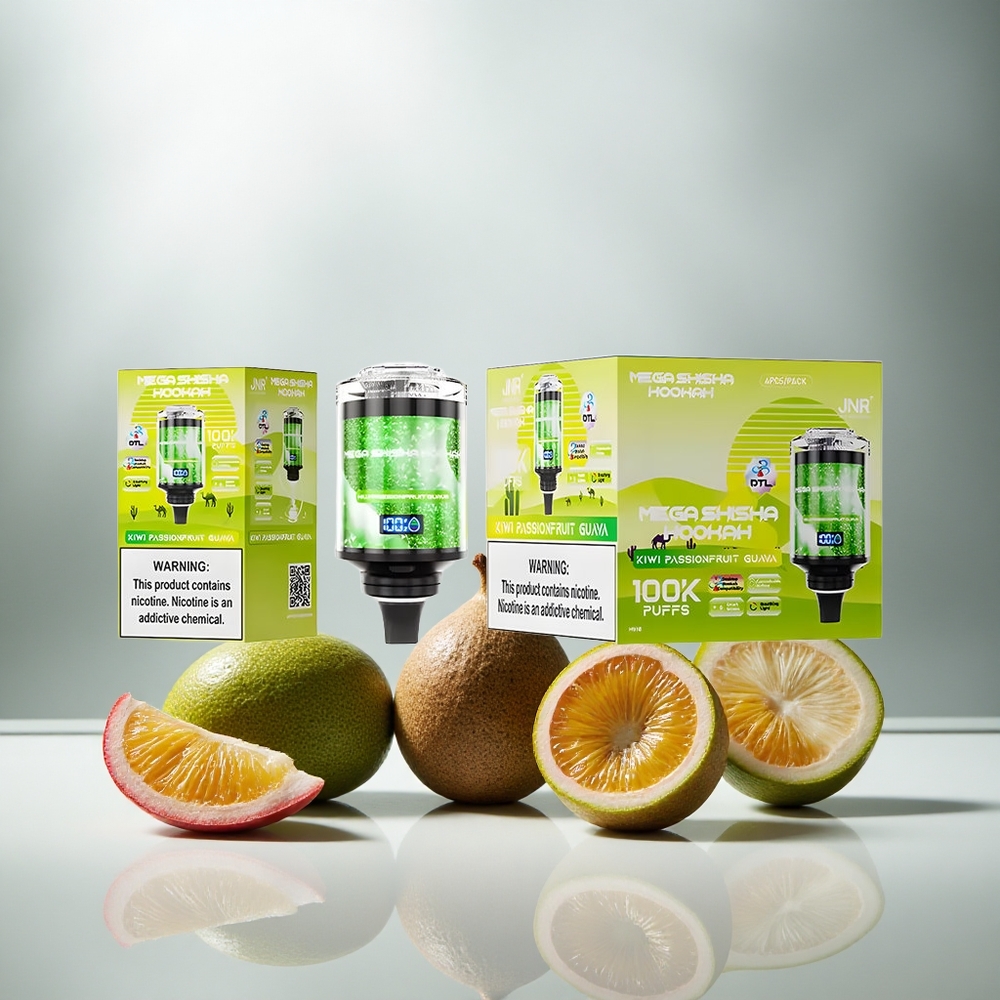 JNR Mega Shisha Hookah 100K Namizna Združljivost Kivi Pasijonka Guava 60ml 2200mAh