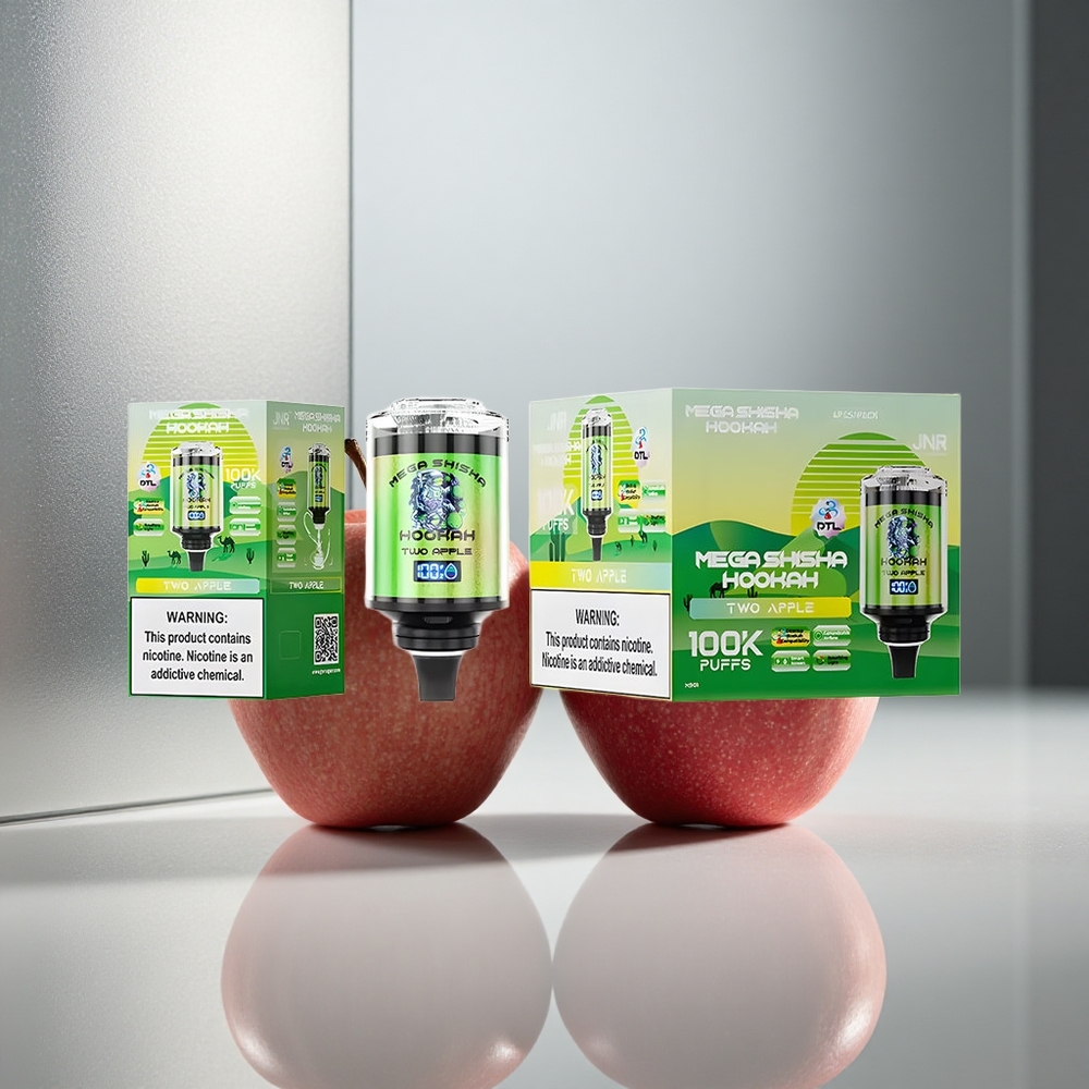JNR Mega Shisha Hookah 100K Namizna združljivost Dve jabolki, 60ml tekočine, 2200mAh baterija