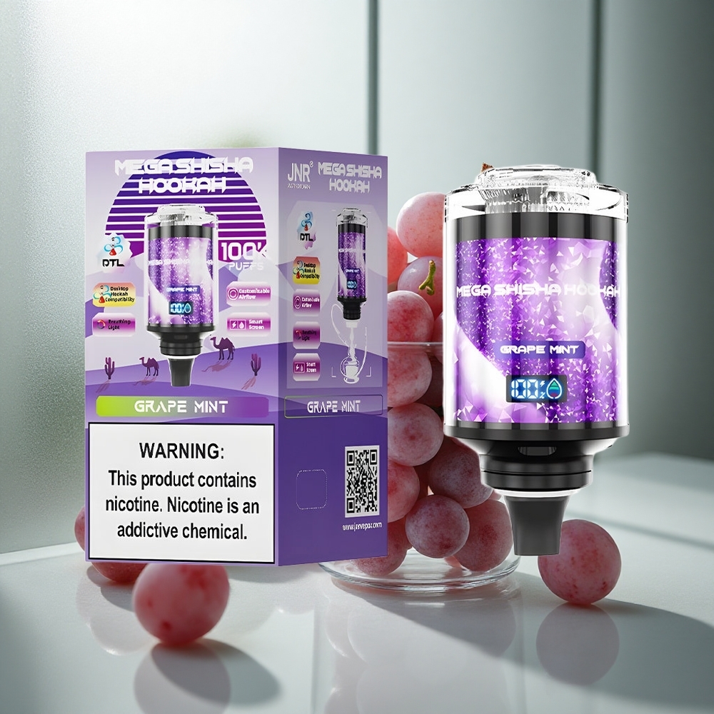 JNR Mega Shisha Hookah 100K Namizna združljivost Grozdje Meta 60ml 2200mAh