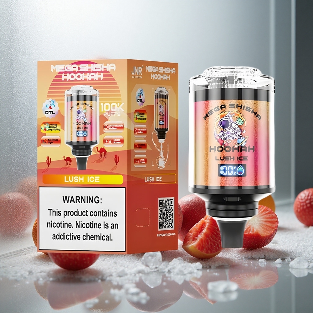 JNR Mega Shisha Hookah 100K Namizna združljivost Lush Ice (60ml, 2200mAh)