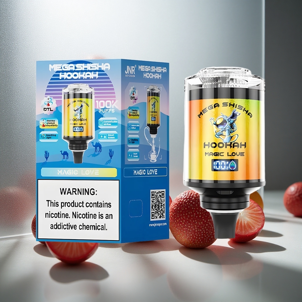JNR Mega Shisha Hookah 100K Namizna združljivost Magic Love 60ml Kapaciteta 2200mAh Baterija