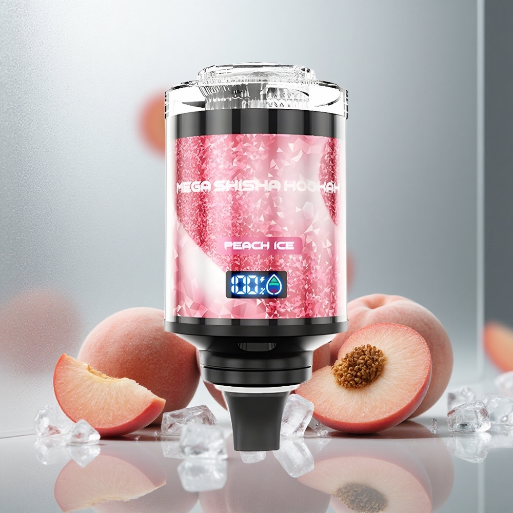 JNR Mega Shisha Hookah 100K Namizna združljivost Peach Ice, 60ml e-tekočina, 2200mAh baterija