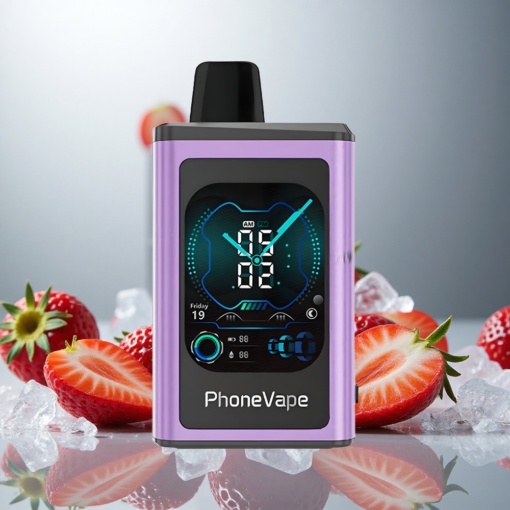 JNR PhoneVape 30000 potegov Enkratna e-cigareta Jagoda-Led z 850mAh Type-C baterijo in Turbo načinom