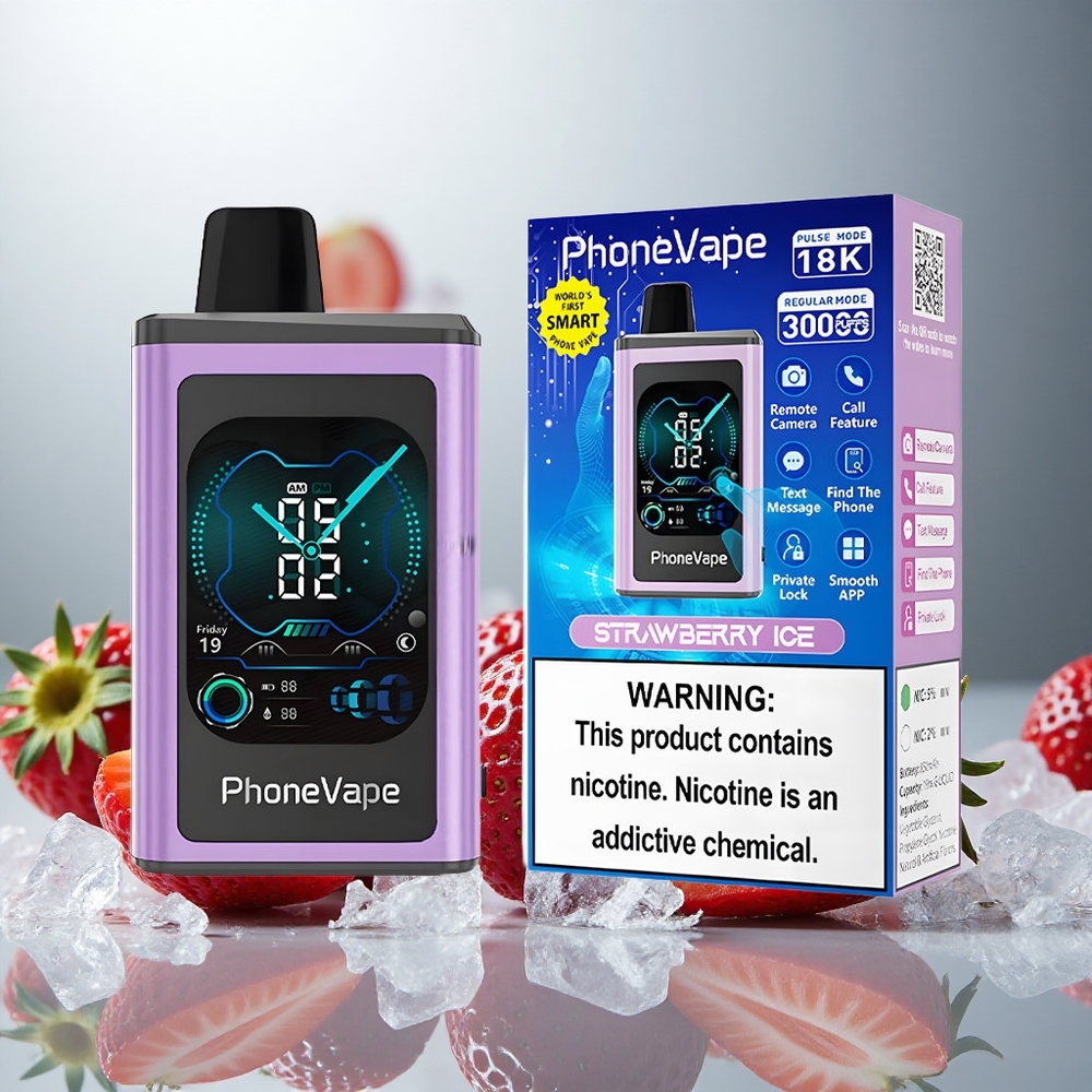 JNR PhoneVape 30000 potegov Enkratna e-cigareta Jagoda-Led z 850mAh Type-C baterijo in Turbo načinom