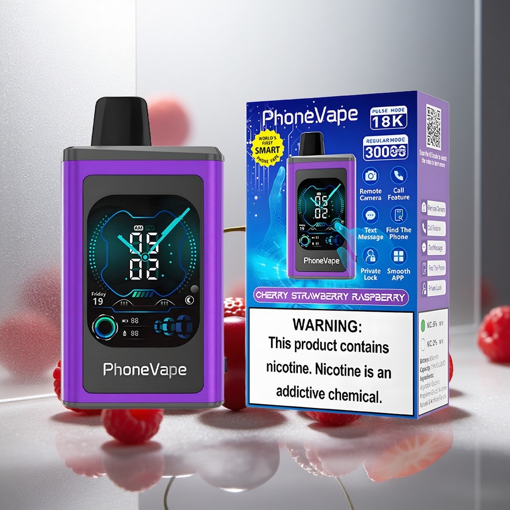 JNR PhoneVape 30000 potegov Enkratna e-cigareta Češnja Jagoda Malina z 850mAh Type-C baterijo in Turbo načinom