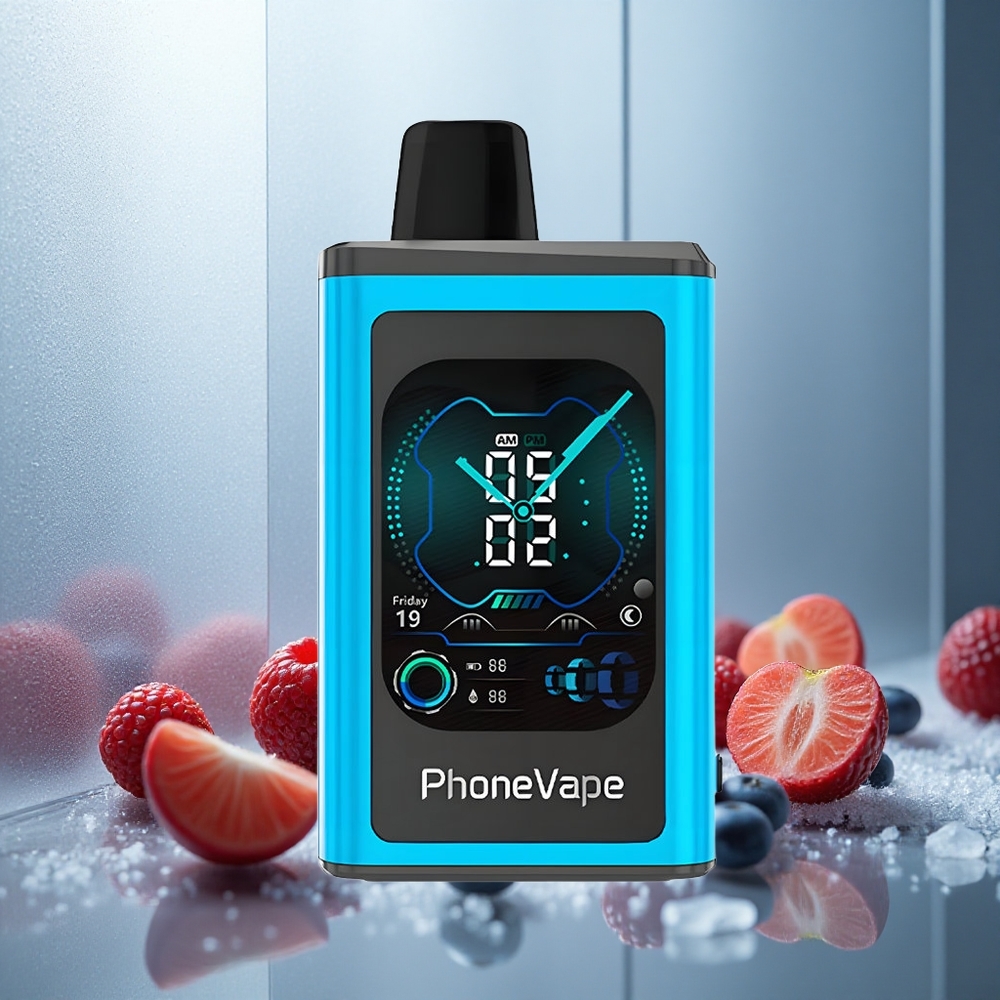 JNR PhoneVape 30000 vdihov Enkratna e-cigareta Modri jagodični led z nastavljivim pretokom zraka