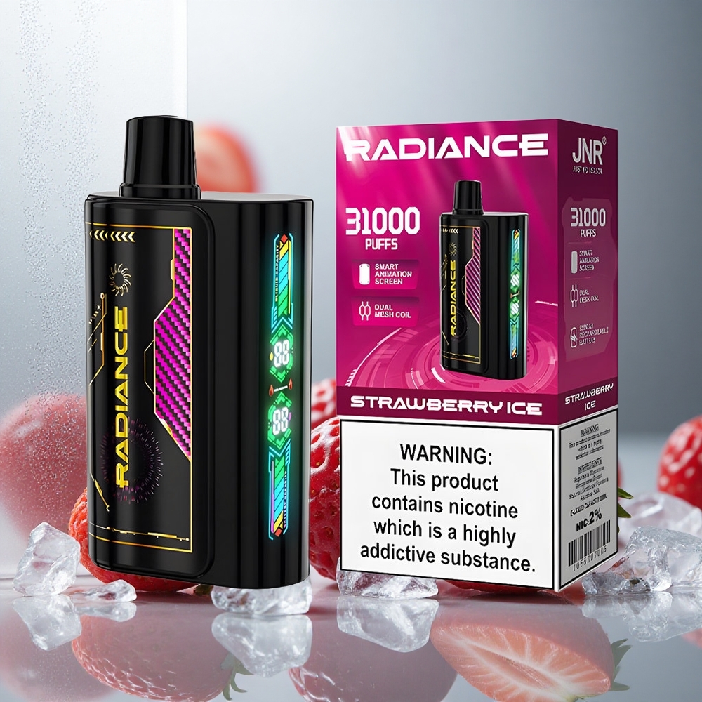 JNR Radiance 31000 Potegov Enkratna E-cigareta JAGODA LED 28ml E-tekočina 2% Nikotina