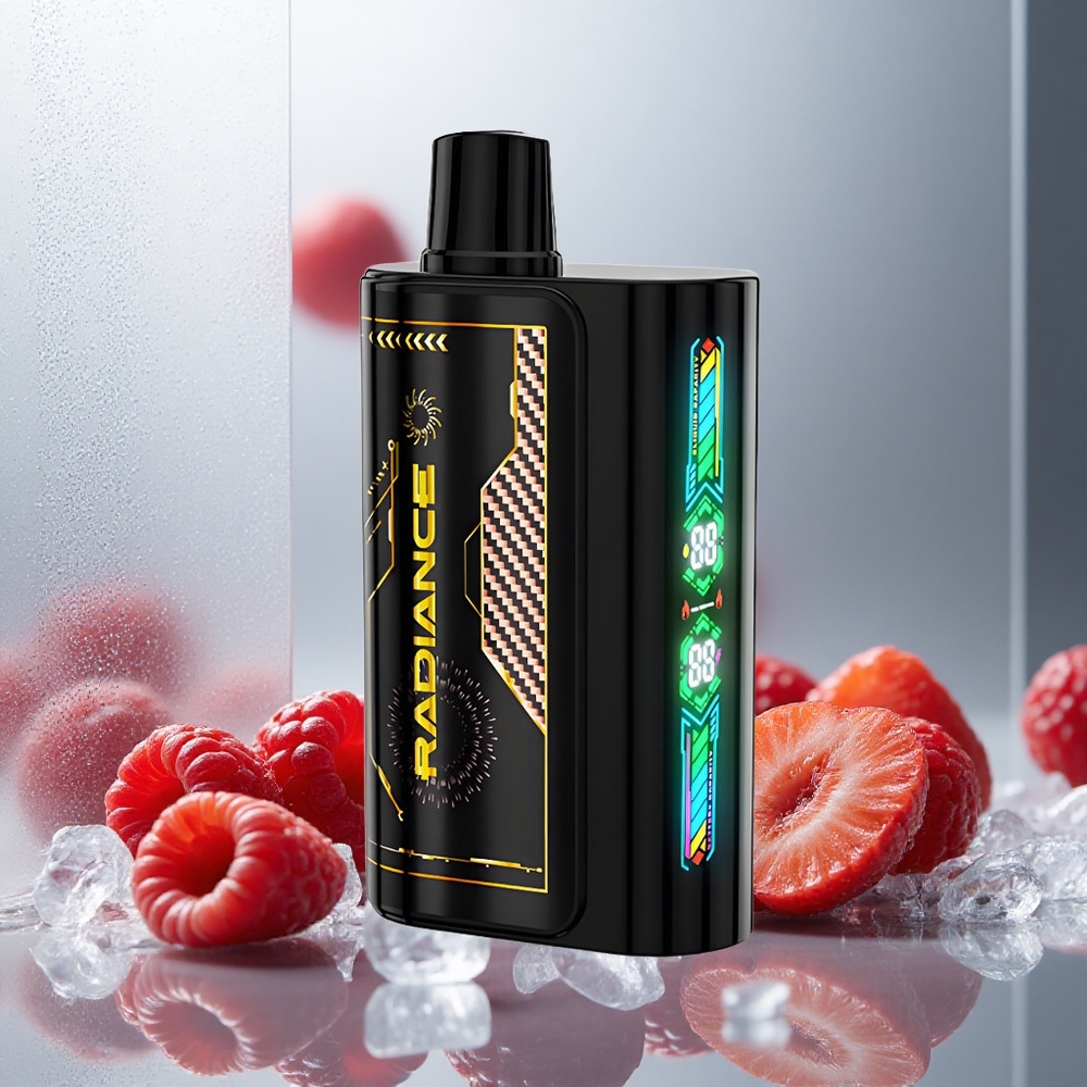 JNR Radiance 31000 Povžki Enkratna E-cigareta JAGODA MALINA ČEŠNJA LED z 28ml E-tekočine in 950 mAh Baterijo