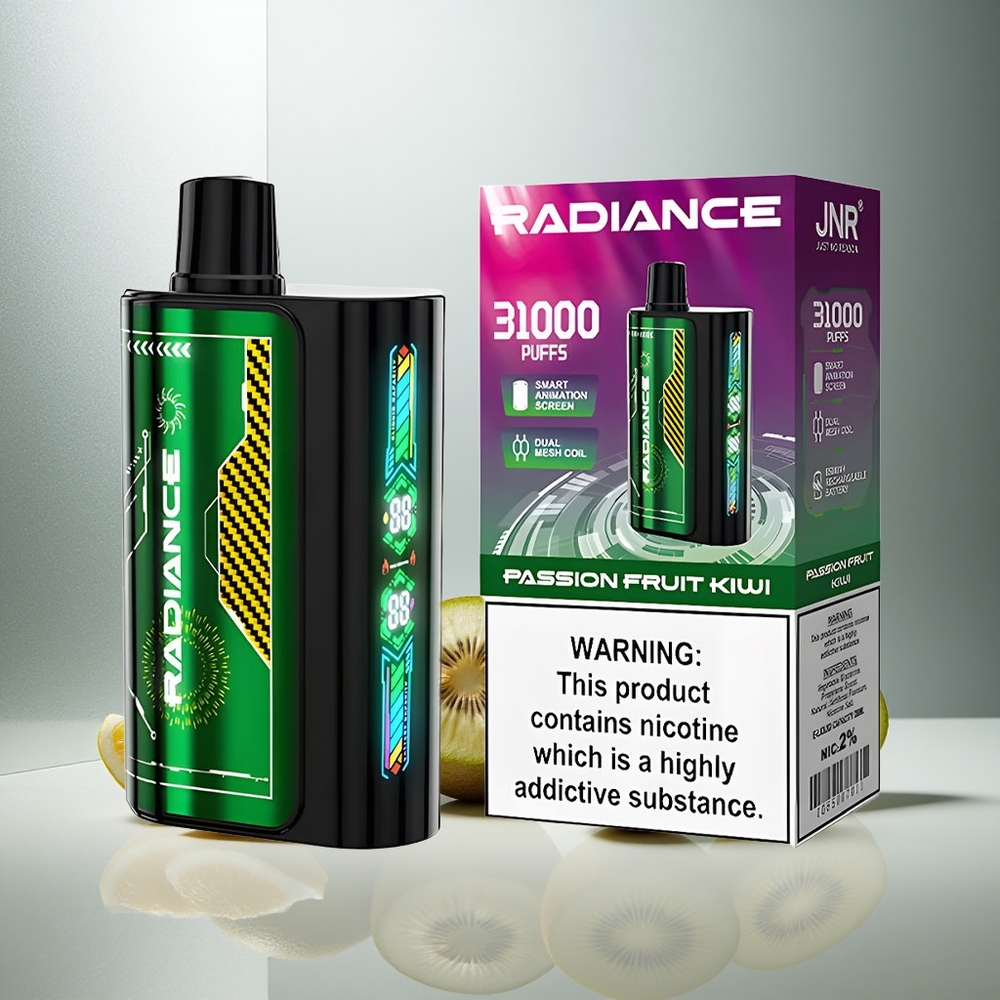 JNR Radiance 31000 Puffov Enkratna E-cigareta PASSION FRUIT KIWI z 28ml E-tekočine in 2% Nikotina