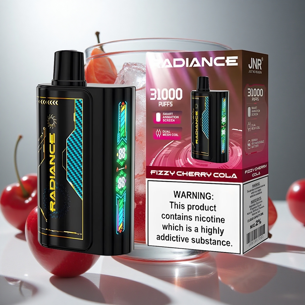 JNR Radiance 31000 Pufi Enkratna E-cigareta Gazirana Češnjeva Kola z 28ml E-tekočine in 950 mAh Baterijo