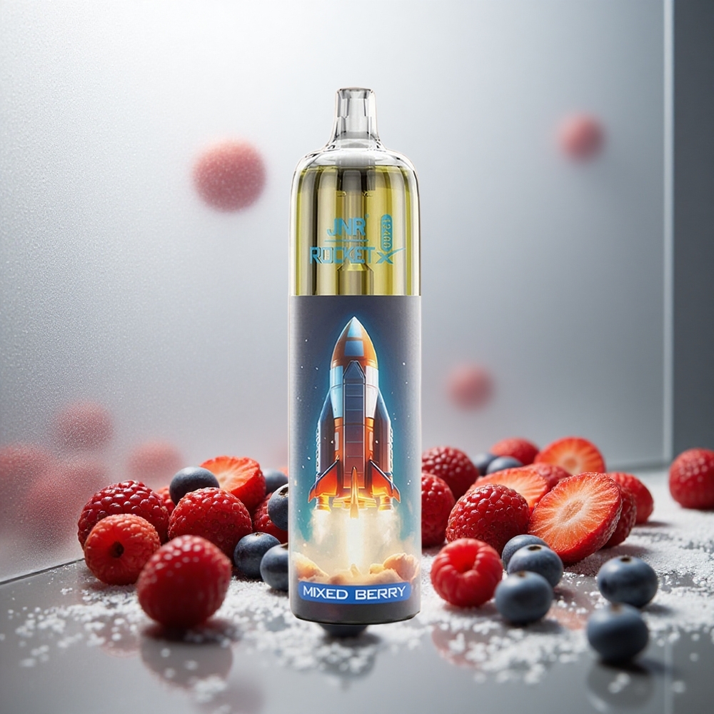 JNR Rocket-X 12400 Puffs Enkratna Vape Mešane Jagode z Nastavljivim Pretokom Zraka in RGB Osvetlitvijo