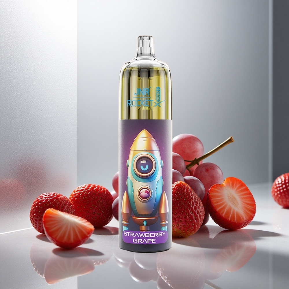 JNR Rocket-X 12400 Pufi Enkratna Vapa Jagoda Grozdje z Nastavljivim Pretokom Zraka in RGB Osvetlitvijo