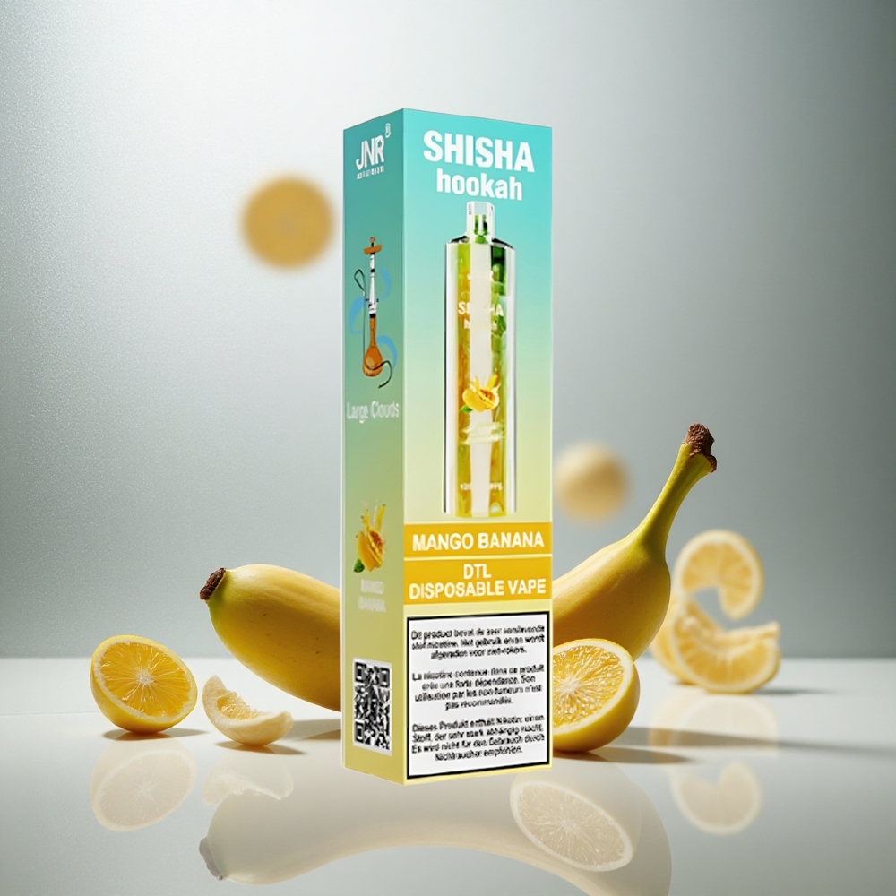 JNR Shisha Hookah 12000 Pufov Enkratna Vape Mango Banana 750mAh 24ml 0%/2% Nikotin