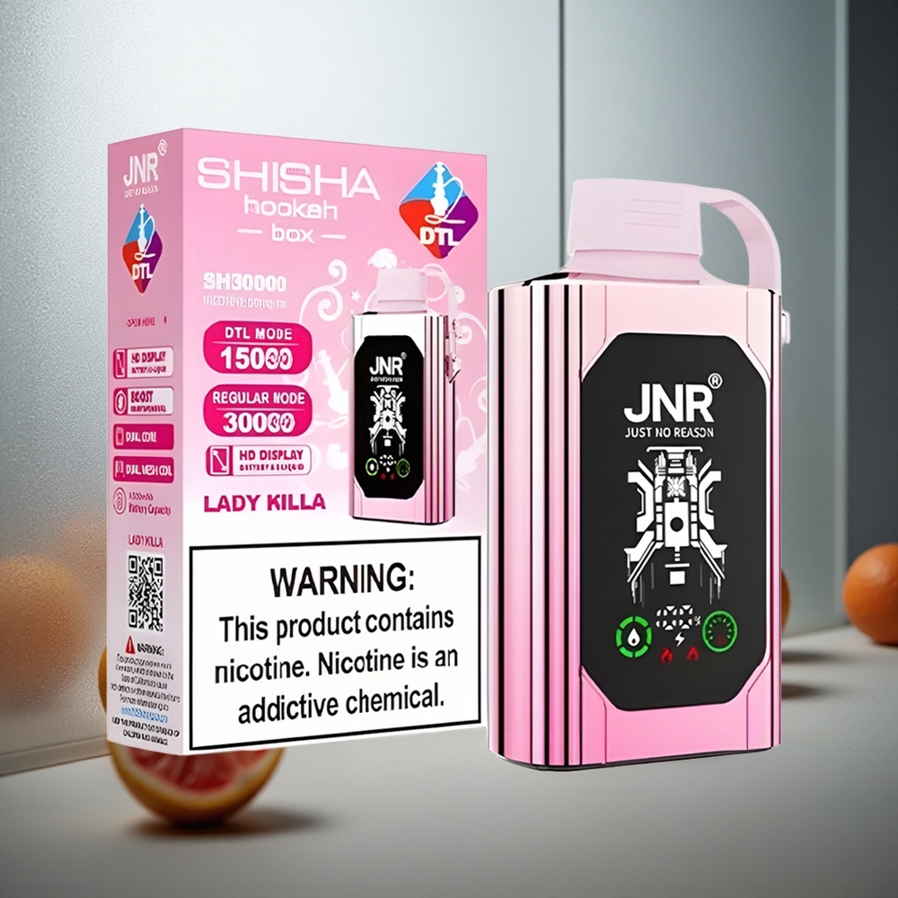 JNR Shisha Hookah Box 20500 Puffs Enkratna E-cigareta Lady Killa, HD zaslon, 25ml tekočine, 1000mAh baterija