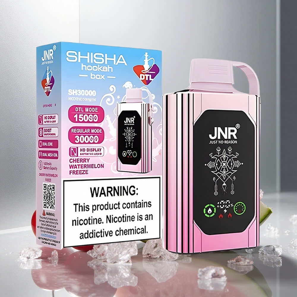 JNR Shisha Hookah Box 20500 Puffs Enkratna E-cigareta Češnja Lubenica Frost z 25ml E-tekočine in 1000mAh Baterijo