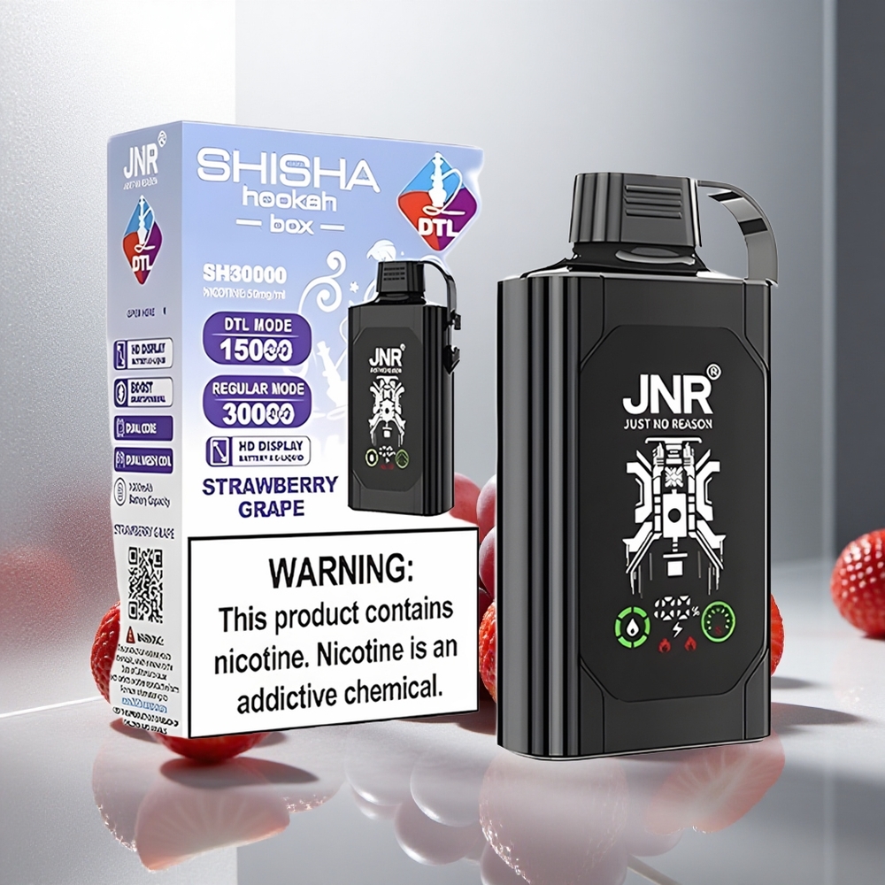 JNR Shisha Hookah Box 20500 Pufi Enkratna Vape Jagoda Grozdje, 25ml E-tekočina, 1000mAh Baterija