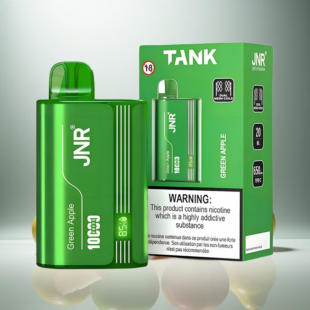 JNR Tank 10000 Puffs Enkratna E-cigareta Zeleno Jabolko Breskeva Hruška, 650mAh Baterija, 20ml E-tekočina