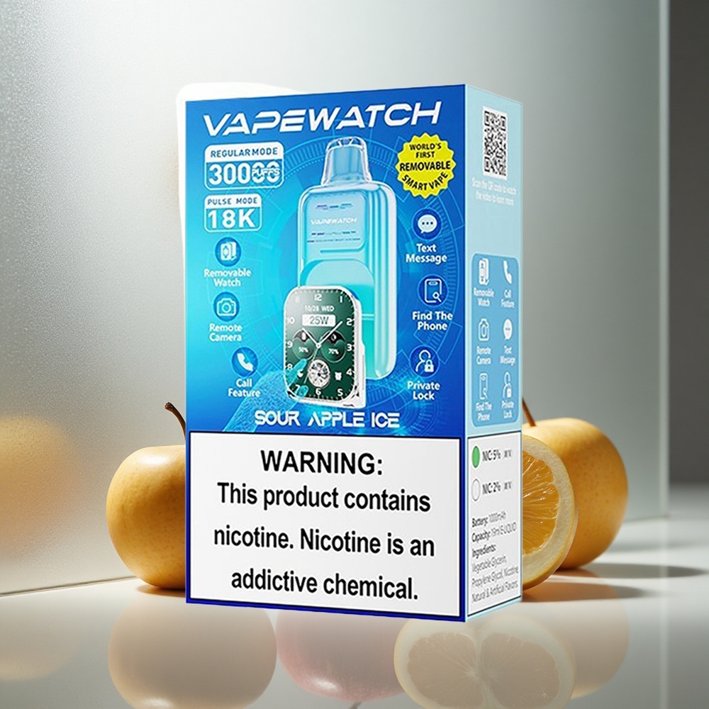 JNR VapeWatch 30000 Pofov Enkratna Vape Kislo Jabolko Led z 19mL E-tekočine in 1000mAh Baterijo
