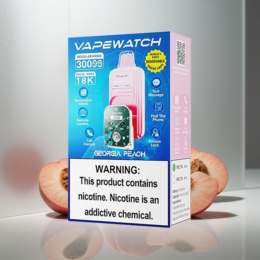 JNR VapeWatch 30000 Puffs Enkratna E-cigareta Gruzijska Breskev 19mL 5%