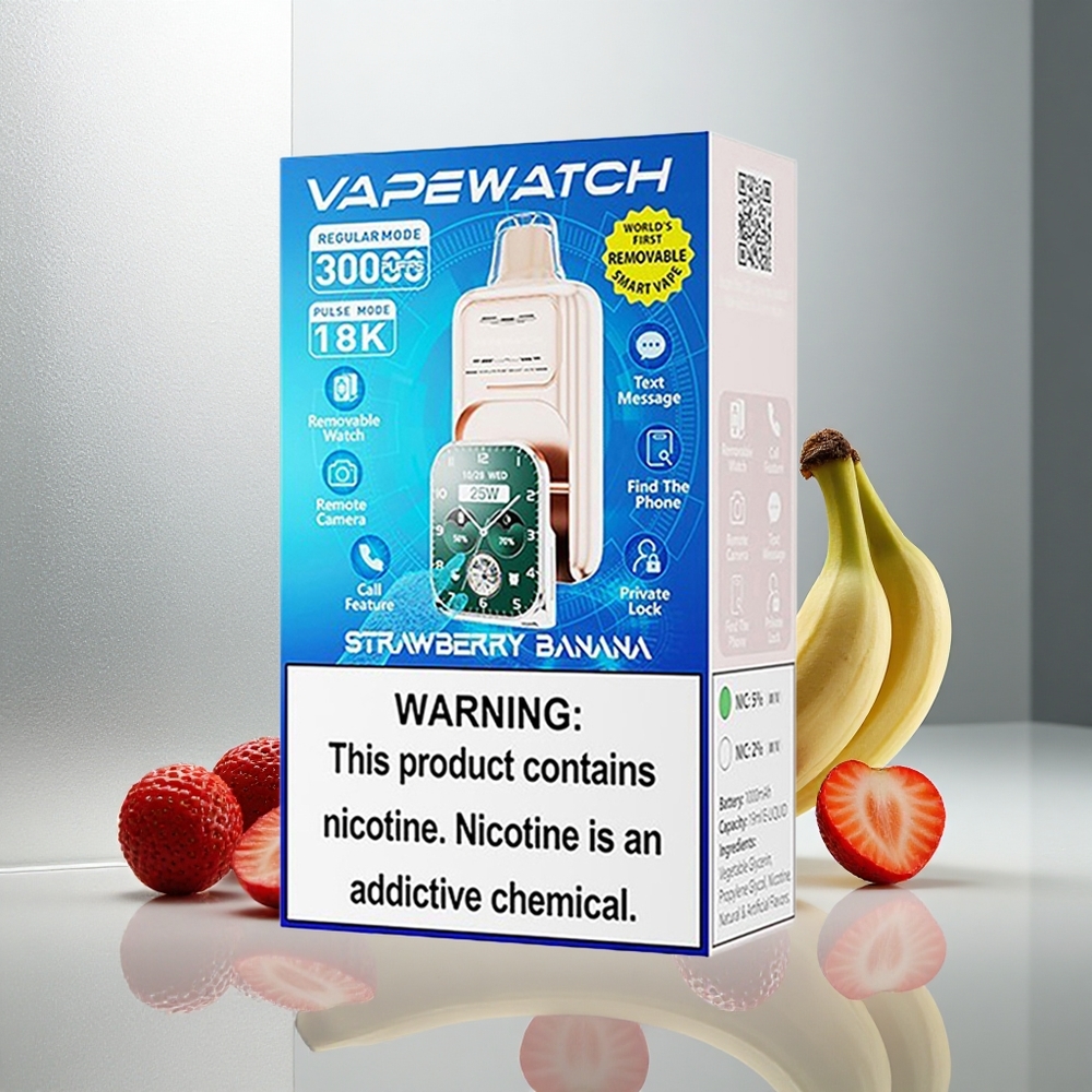 JNR VapeWatch 30000 Pufov Enkratna E-cigareta Jagoda Banana 19mL 5% Nikotina