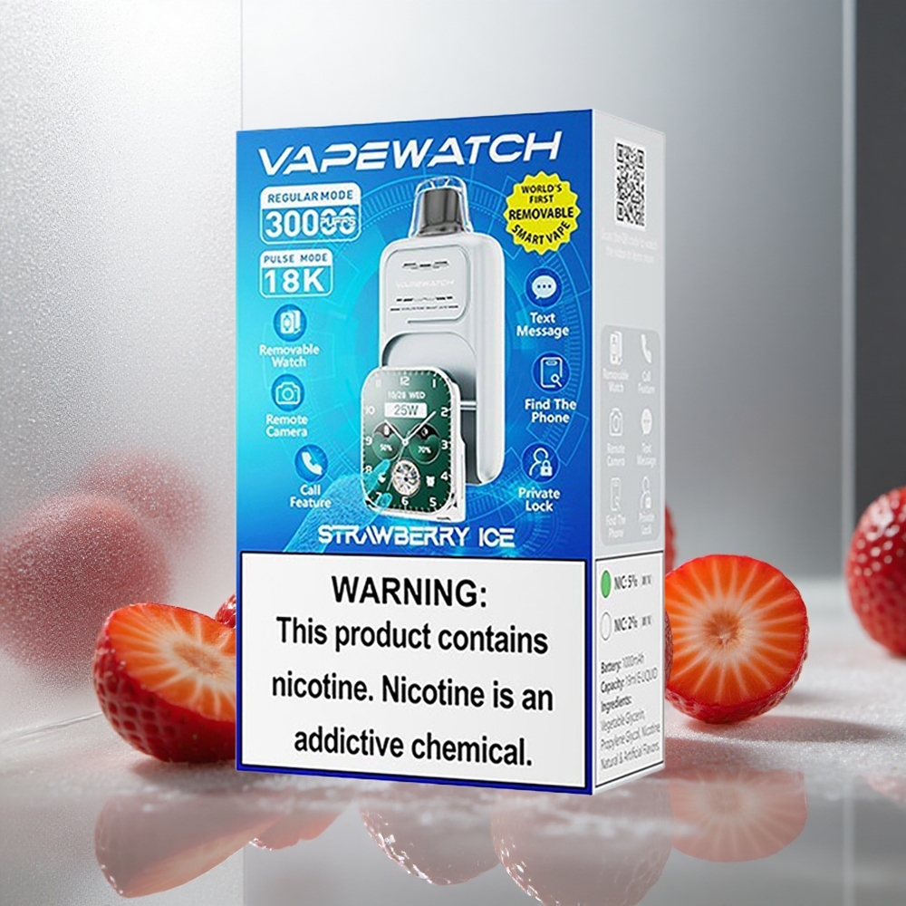 JNR VapeWatch 30000 Pufov Enkratna E-cigareta Jagodni Led z 19mL E-tekočine in 1000mAh Baterijo