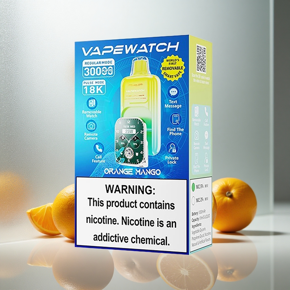 JNR VapeWatch 30000 Pufov Enkratna E-cigareta Oranžno Mango 19mL 5%