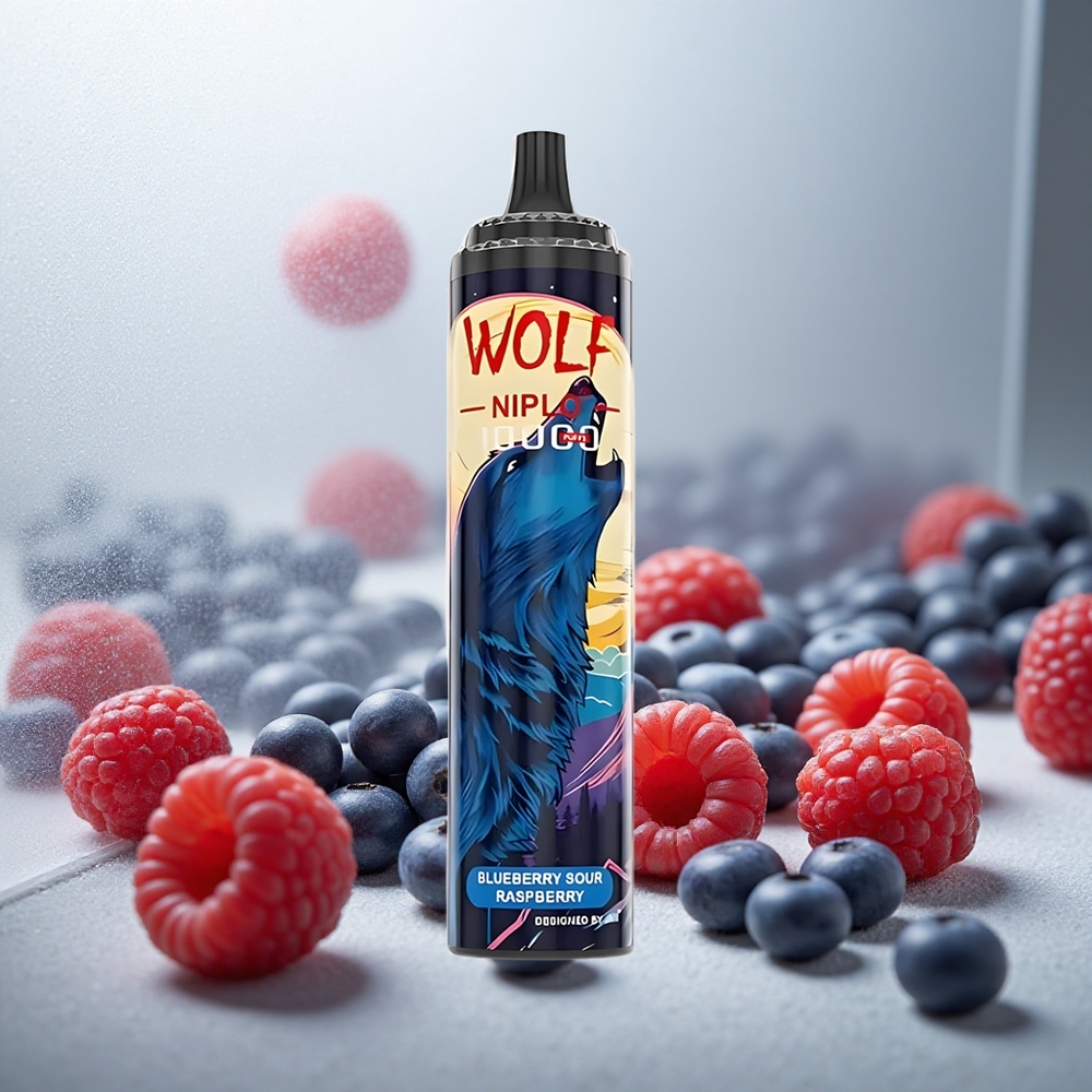 JNR Wolf Niplo 10000 Puf Enkratna Vape Borovnica-Kisla Malina z 20ml E-tekočine in 650mAh Baterijo