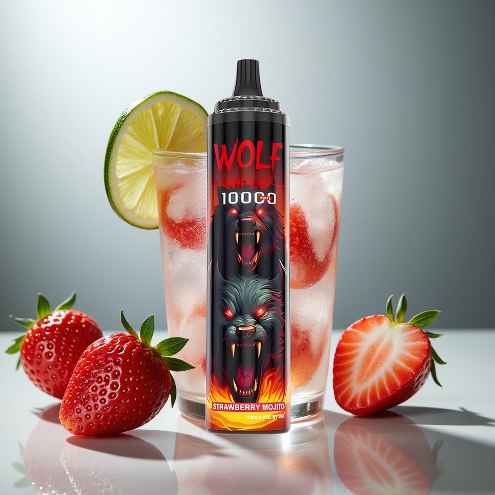 JNR Wolf Niplo 10000 Puff Enkratna E-cigareta Jagoda Mojito, 20ml, 5% Nikotina, Type-C