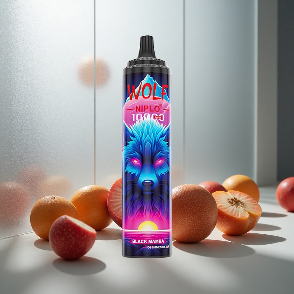 JNR Wolf Niplo 10000 Pufov Enkratna E-cigareta Črna Mamba z 20ml E-tekočine in 650mAh Baterijo