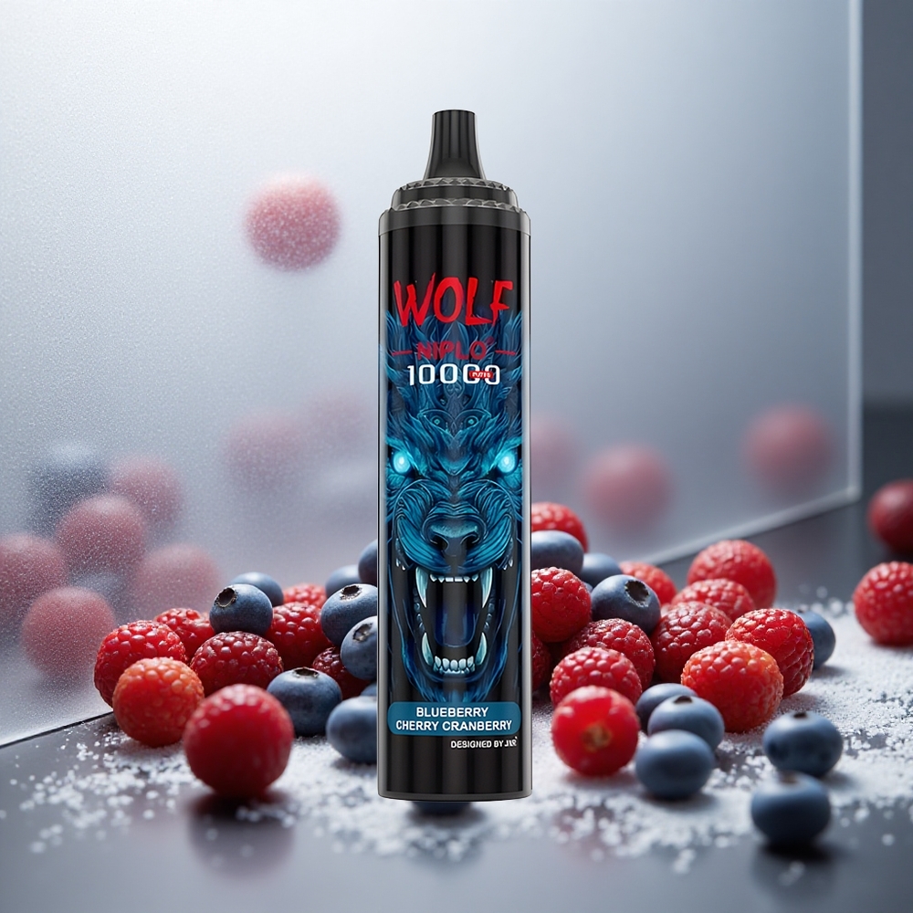 JNR Wolf Niplo 10000 Pufs Enkratna E-cigareta Borovnica Češnja Brusnica, 20ml/650mAh