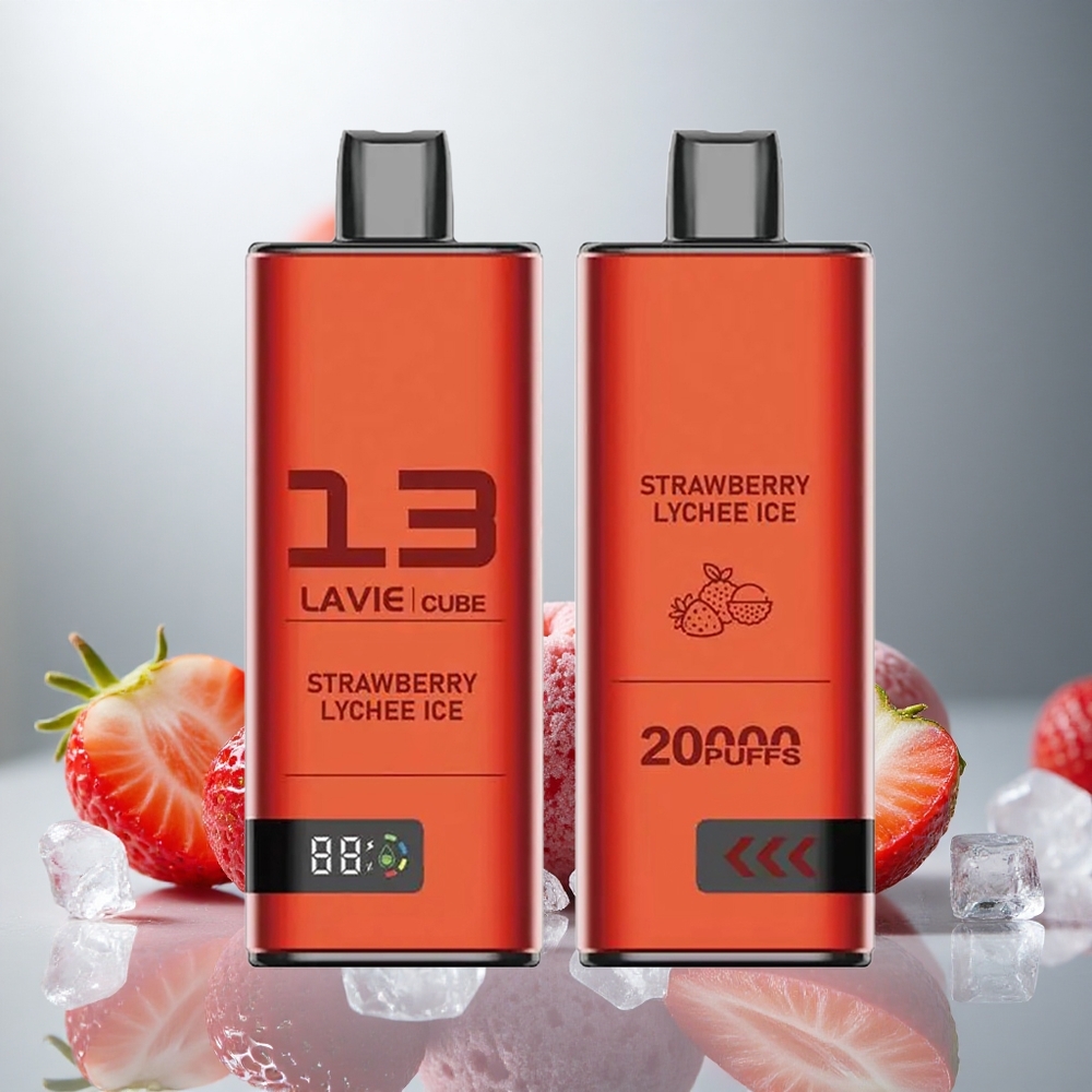 Lavie Cube 20000 Puf Enkratna E-cigareta Jagoda-Liči Led z 28ML Tekočine in 600mAh Baterijo
