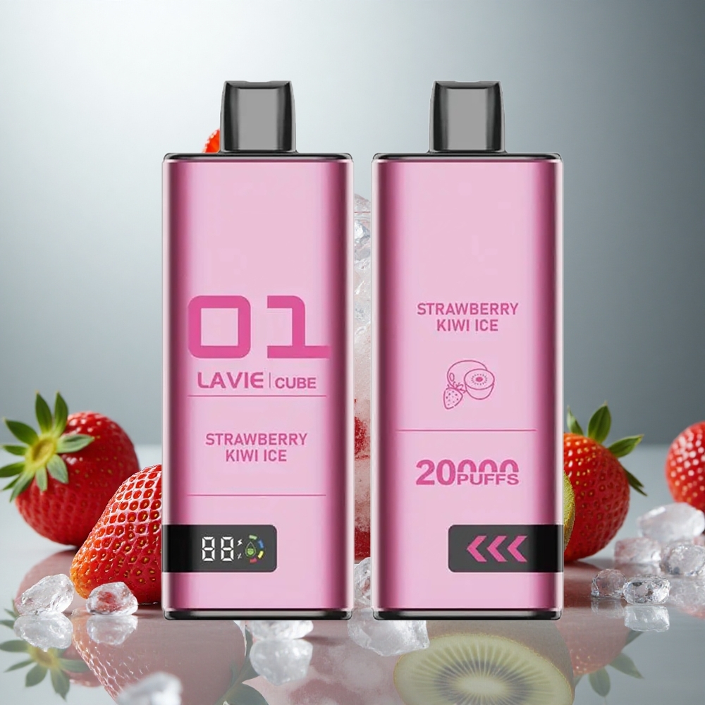 Lavie Cube 20000 Puffov Enkratna Elektronska Cigareta Jagoda-Kivi Led z 28ML Tekocine in 600mAh Baterijo