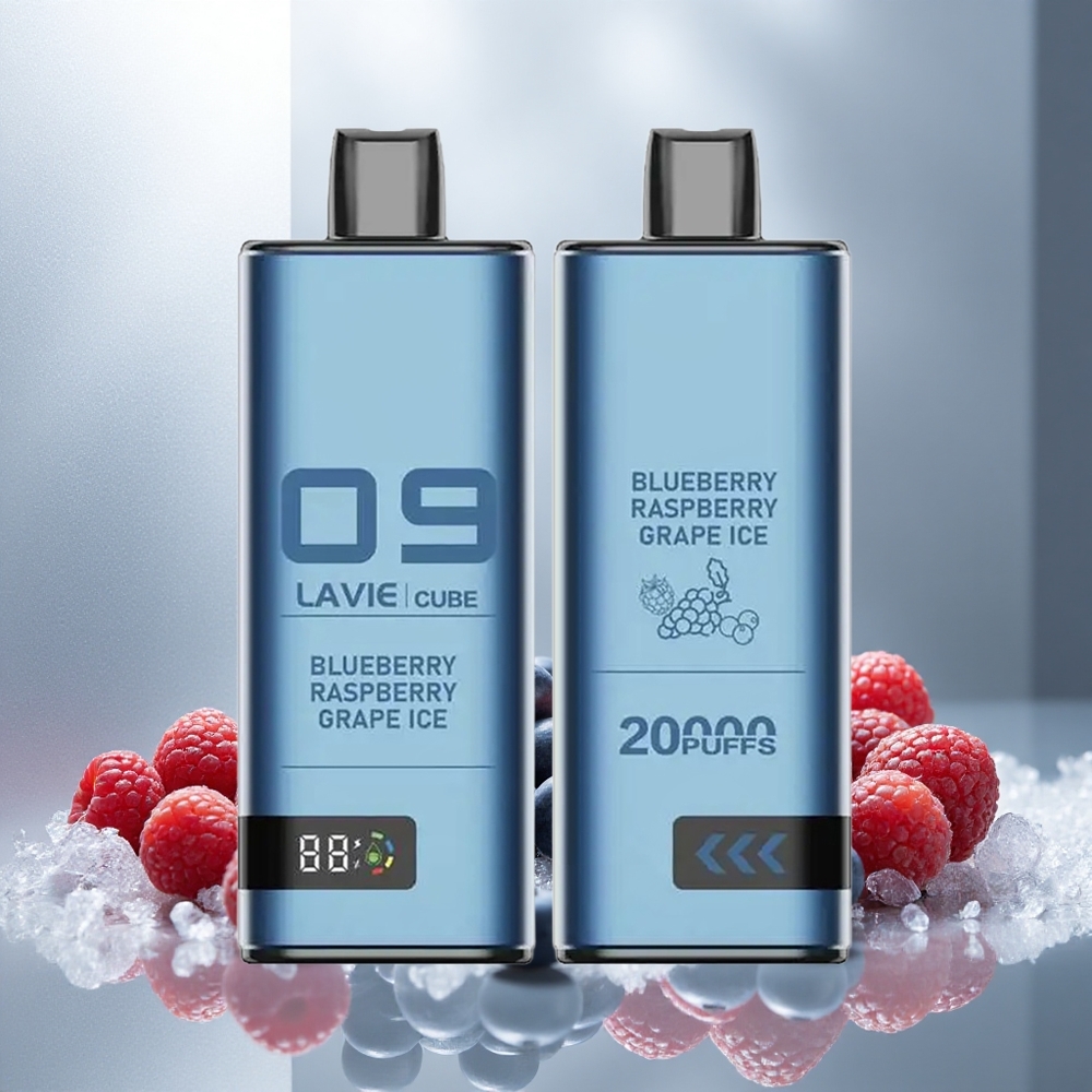 Lavie Cube 20000 Puffs Enkratna E-cigareta Borovnica Malina Grozdje Led s 28ML tekočine in 600mAh baterijo