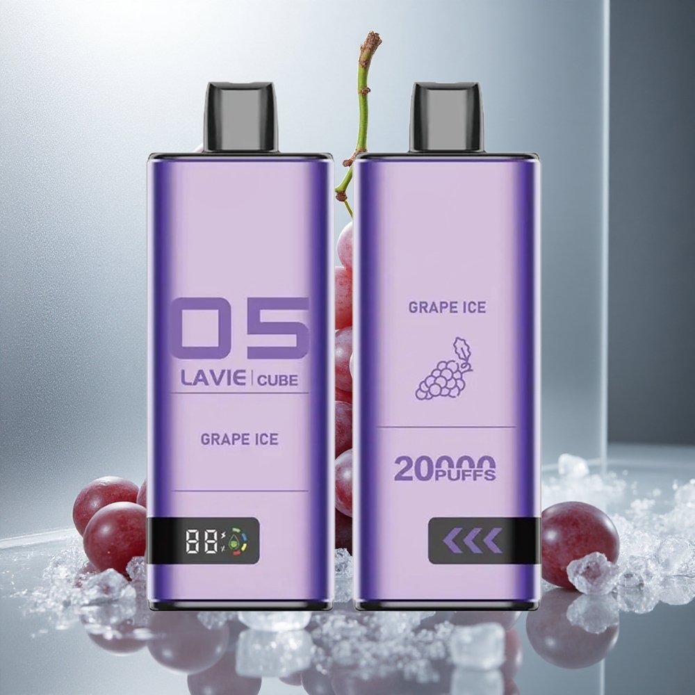Lavie Cube 20000 Puffs Enkratna E-cigareta Ledena Grozdje z 28ML tekočine in 600mAh baterijo