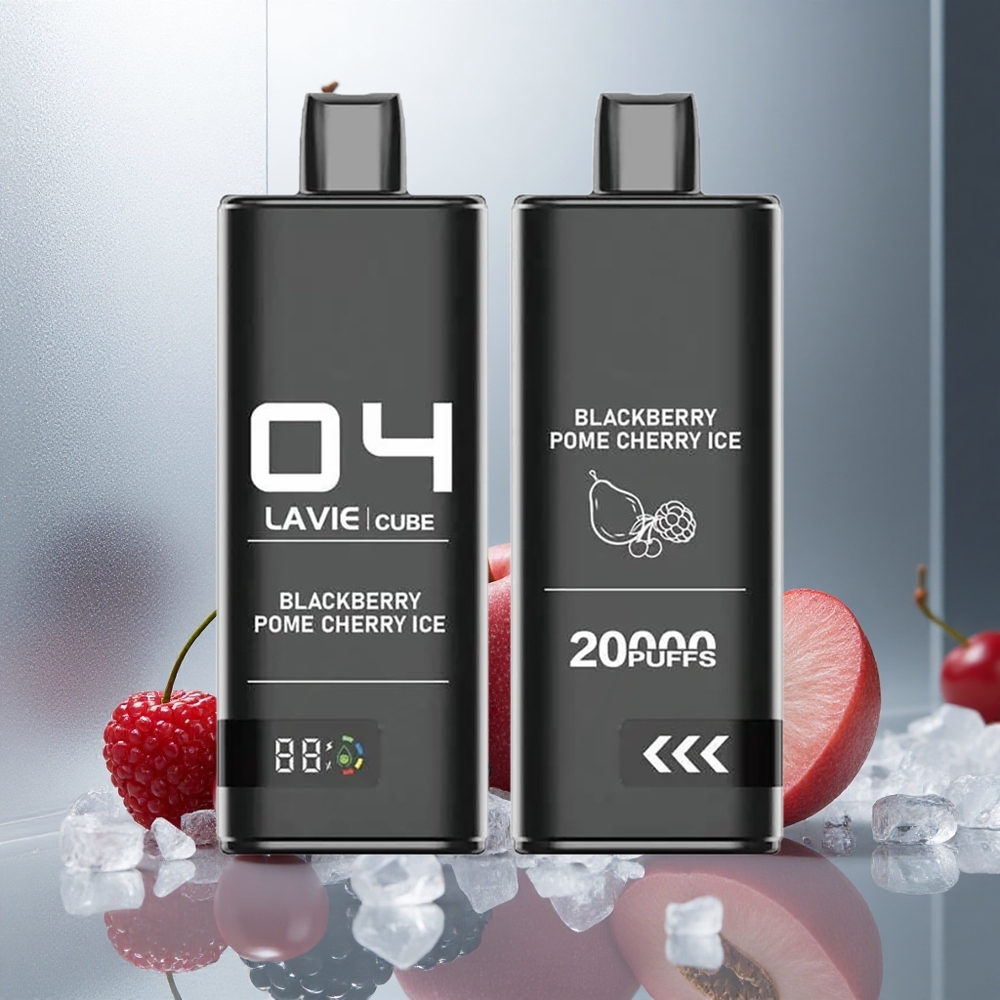 Lavie Cube 20000 Puffs Enkratna E-cigareta Črni Jagodični Grenadin Led s 600mAh Baterijo