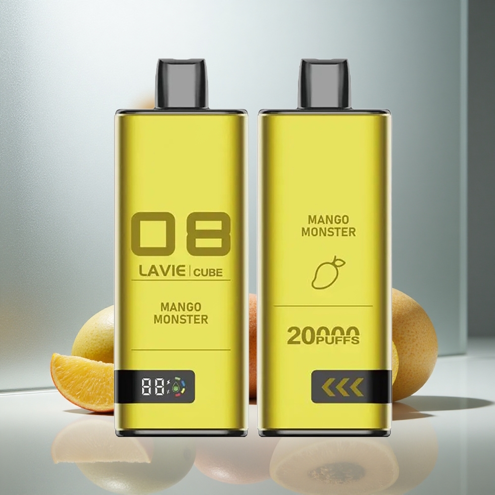 Lavie Cube 20000 Pufov Enkratna E-cigareta Mango Pošast z 28ML Tekočine in Type C Polnjenjem
