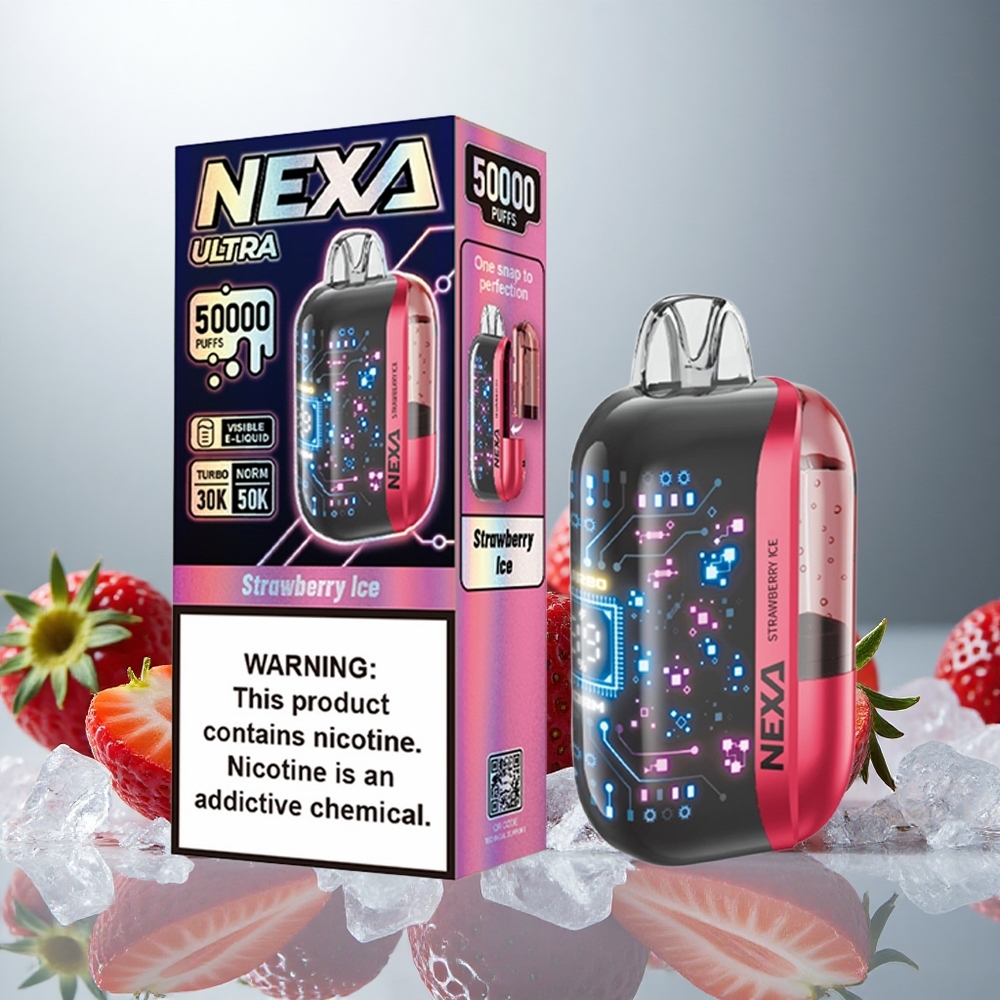 NEXA Ultra 50K Enkratna E-cigareta Jagoda-Led 20ml/800mAh 50.000 vdihov