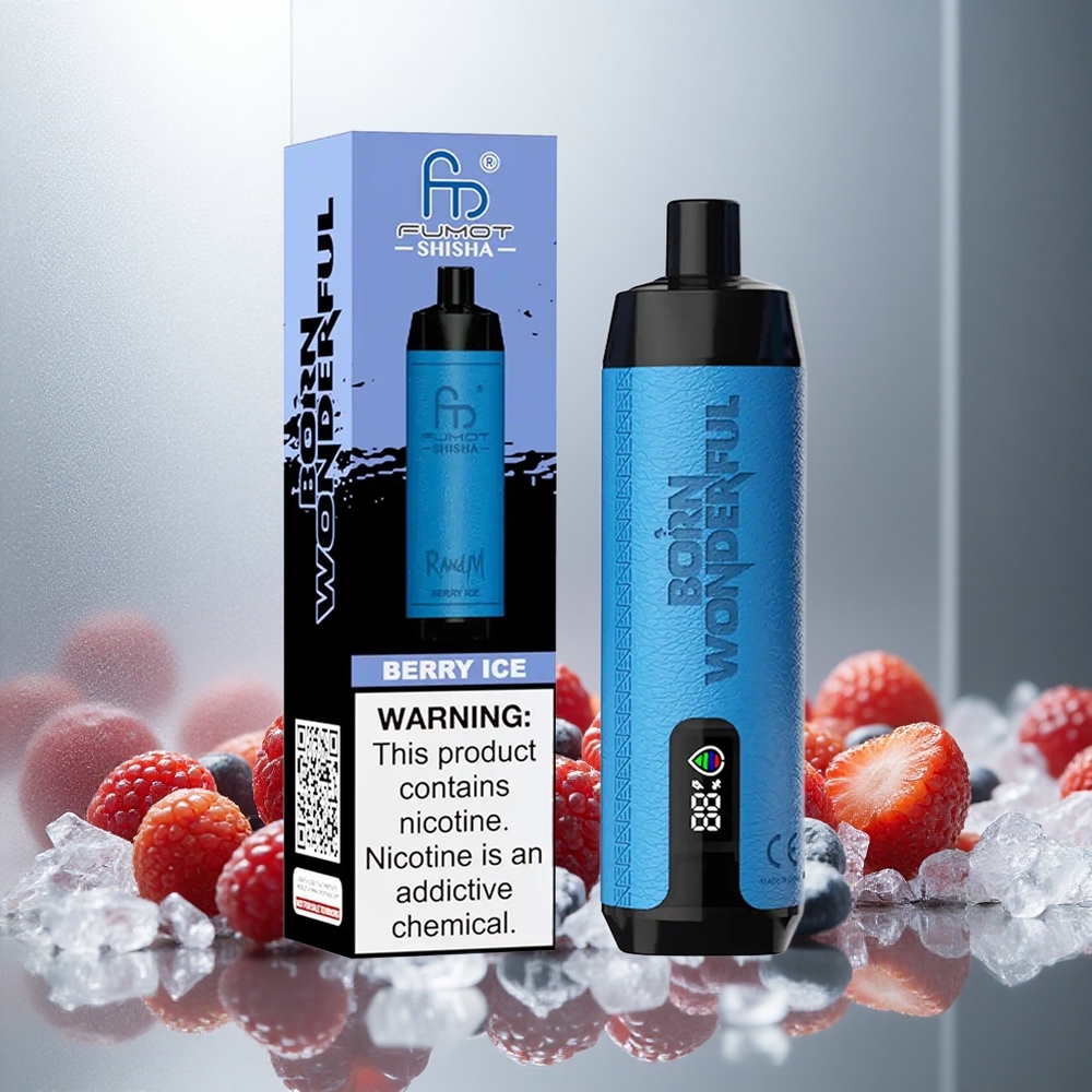 RandM Fumot Shisha 10000 Puffov Enkratna E-cigareta Jagoda Led 18ml 850mAh