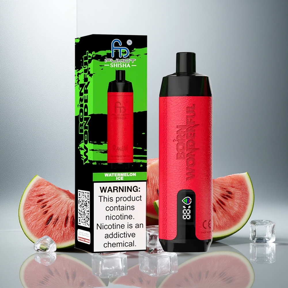 RandM Fumot Shisha 10000 Puffov Enkratna E-cigareta Lubenica Led z 18ml E-tekočine in 850 mAh Baterijo