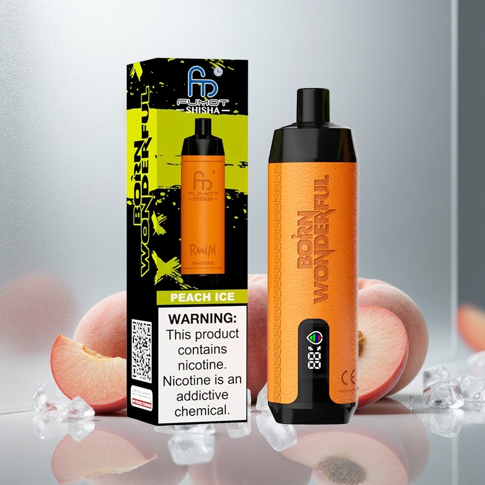 RandM Fumot Shisha 10000 Pufi Enkratna E-cigareta Led Indikator Breskov Led