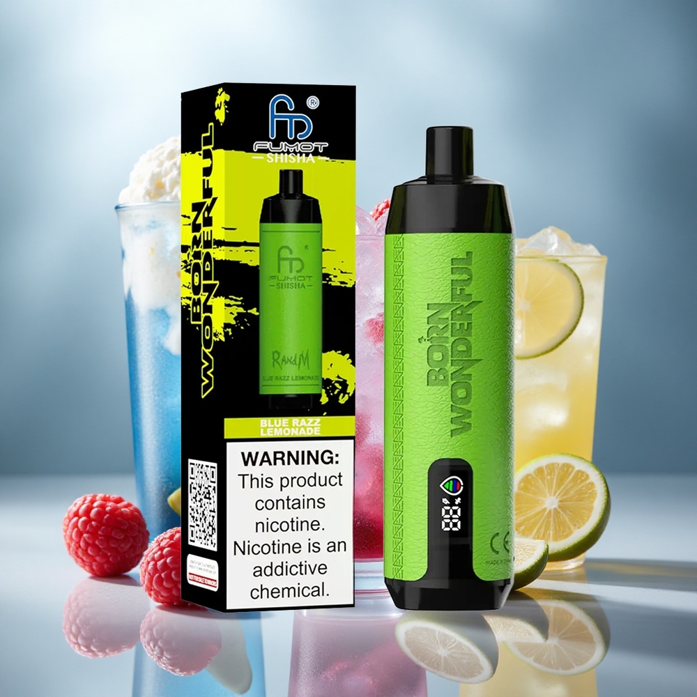 RandM Fumot Shisha 10000 Pufi Enkratna Vape Modra Malina Limonada z 18ml E-tekočine in 850 mAh Baterijo