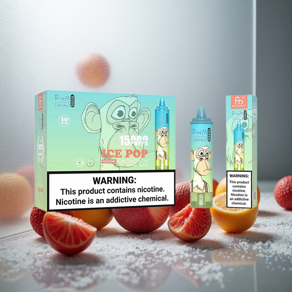 RandM Fumot Tornado 15000 Pofov Enkratna E-cigareta z LCD in 25ml tekočine Ledeni Sok