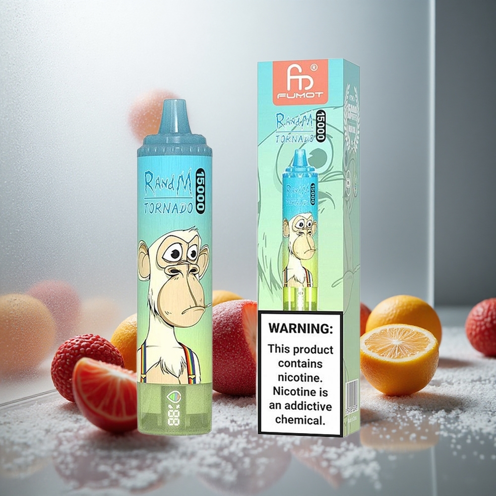 RandM Fumot Tornado 15000 Pofov Enkratna E-cigareta z LCD in 25ml tekočine Ledeni Sok