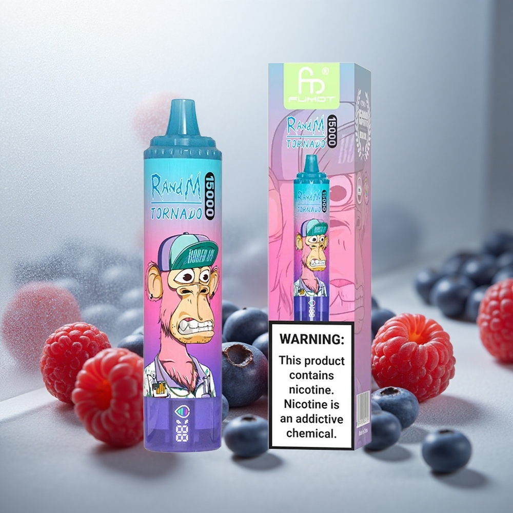 RandM Fumot Tornado 15000 Puffs Enkratna E-cigareta Borovnica Malina z 25ml tekočine in 850mAh baterijo