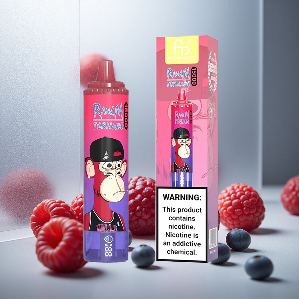 RandM Fumot Tornado 15000 Puffs Enkratna E-cigareta Modro-Jagodna z 25ml Tekutine in 850mAh Baterijo