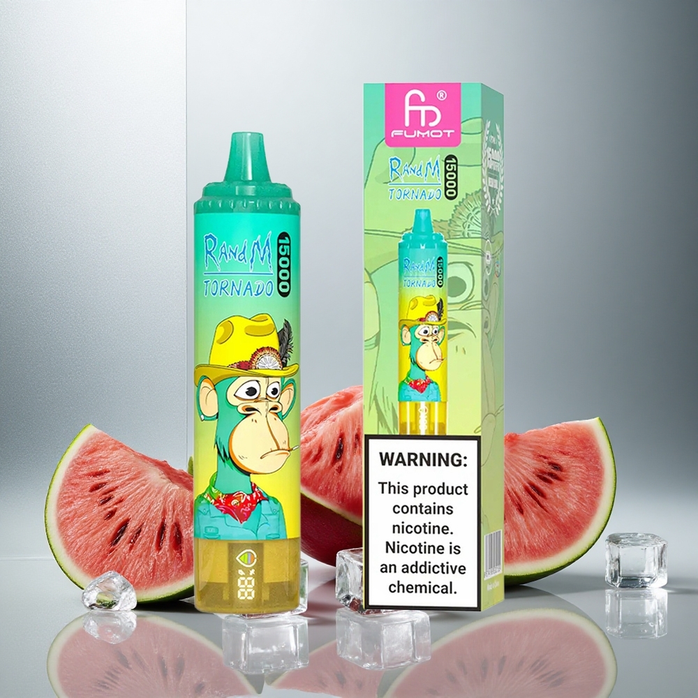 RandM Fumot Tornado 15000 Pufov E-cigareta z LCD in Type-C polnjenjem, Lubenica Led