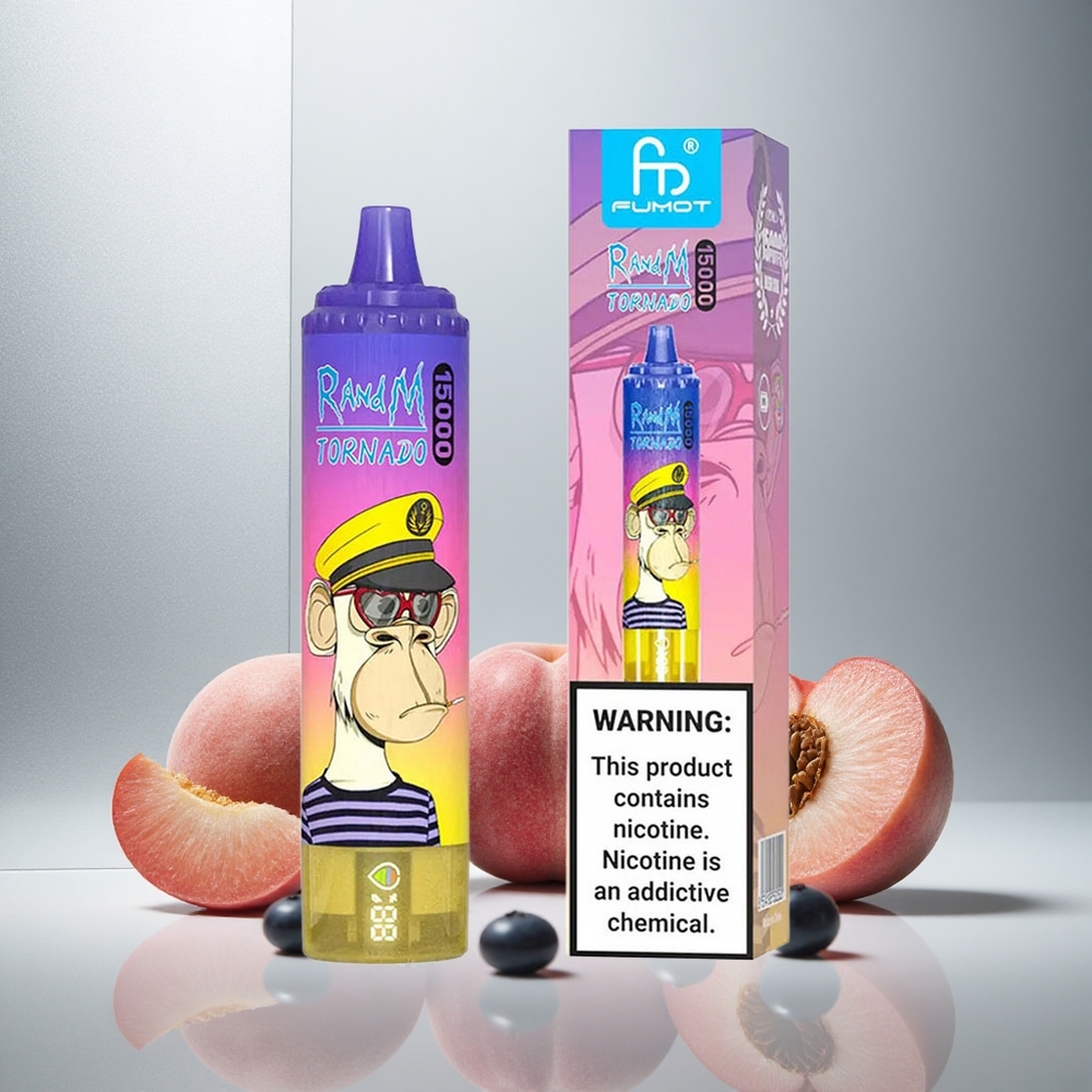 RandM Fumot Tornado 15000 Pufov Enkratna E-cigareta Breskeva Borovnica Bonbon z 25ml Tekutine in 850mAh Baterijo
