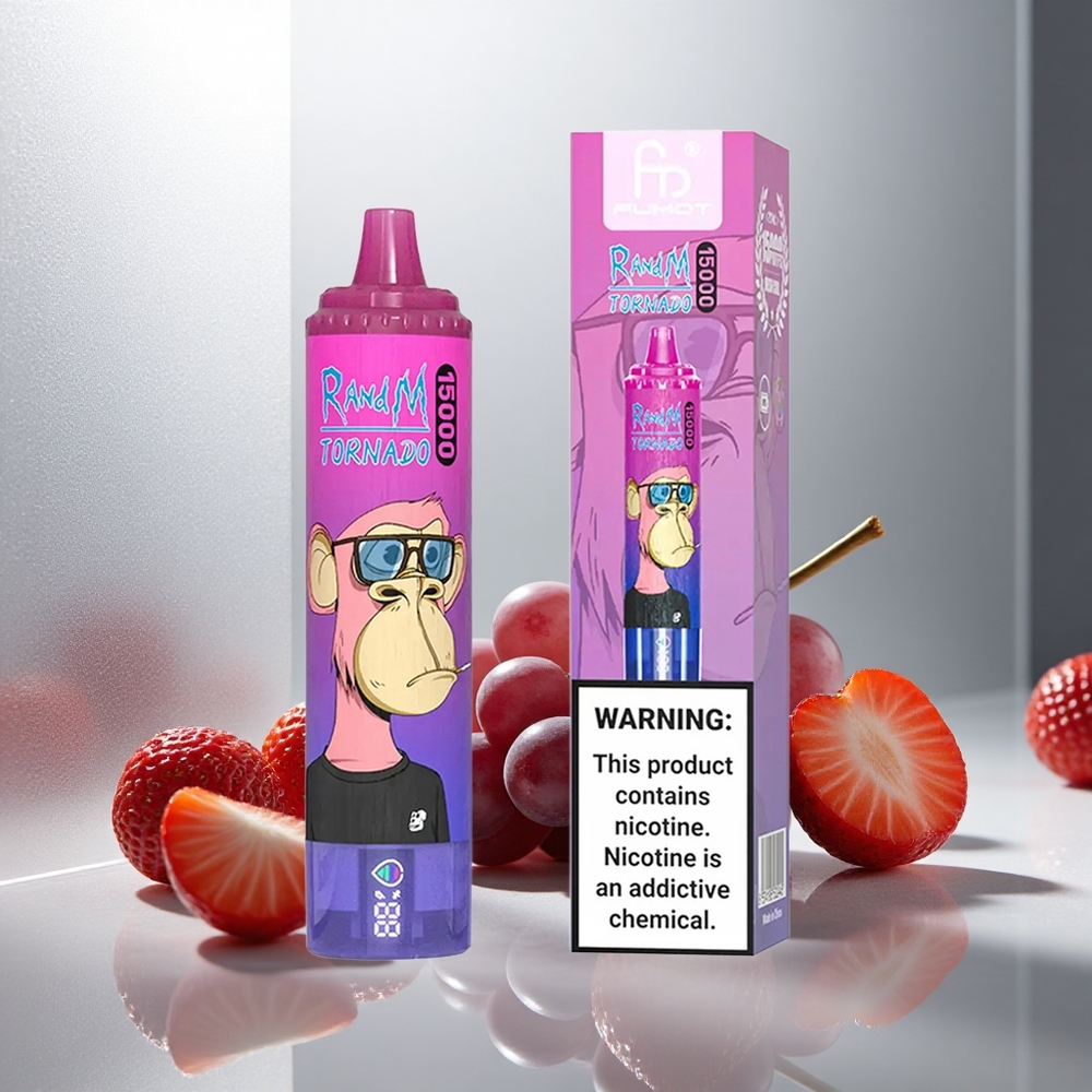 RandM Fumot Tornado 15000 Pufov Enkratna Vape Jagoda Grozdje 25ml 850mAh