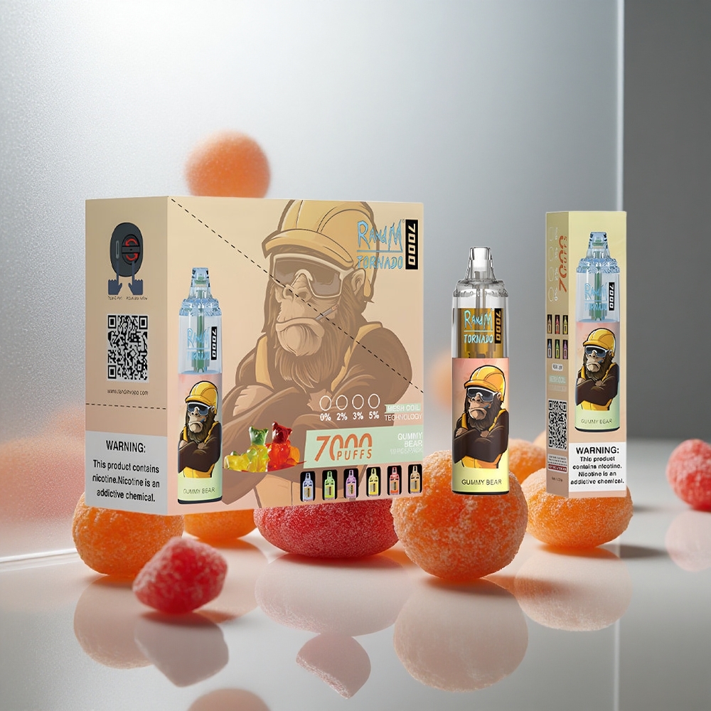 RandM Fumot Tornado 7000 Enkratna E-cigareta Gumi Medved 14 ML E-tekočina 850 MAH Baterija